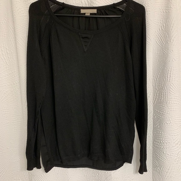 Black Sweater Long Sleeved Shirt with Silky Back - Picture 2 of 4